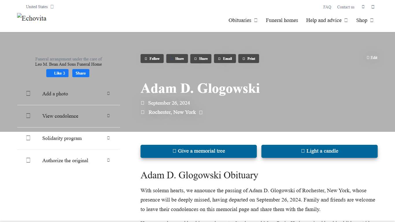 Adam D. Glogowski Obituary (2024) Rochester, NY